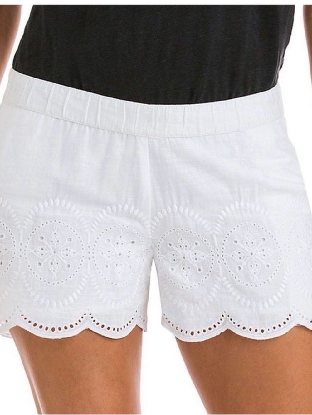 Vineyard Vines Women's Eyelet Pull On Shorts Cotton White Cap 3.5" Sz S